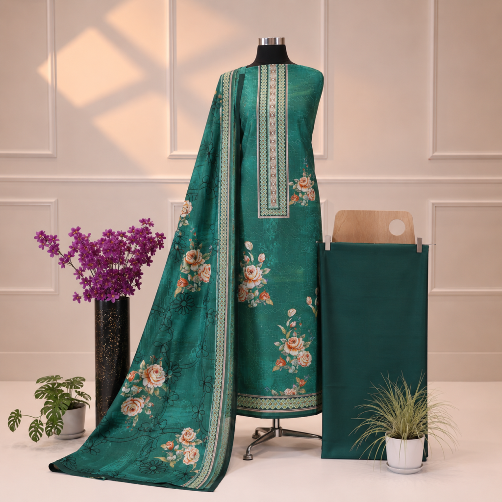 Pastel Bloom Elegance – Women's Unstitched 3 Piece Suit