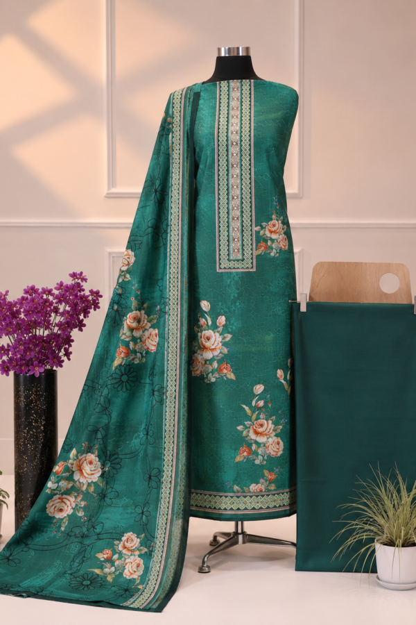Pastel Bloom Elegance – Women's Unstitched 3 Piece Suit