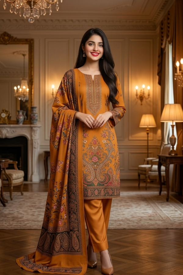 Premium Digital Printed Lawn Unstitched 3-Piece Dress – Elite Flora Collection