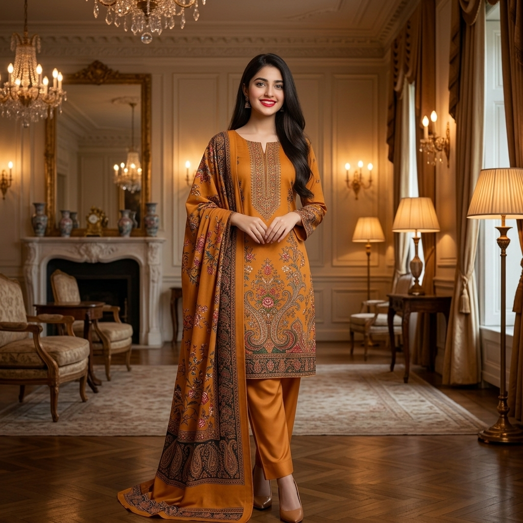 Premium Digital Printed Lawn Unstitched 3-Piece Dress – Elite Flora Collection