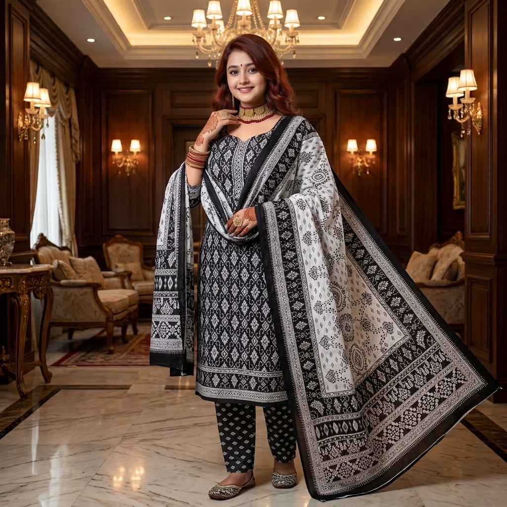 Premium Digital Printed Lawn Unstitched 3-Piece Dress – Elite Ikat Collection
